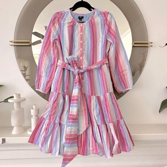 J. Crew Belted Button-up Dress In Pastel Stripe - Picture 2 of 9